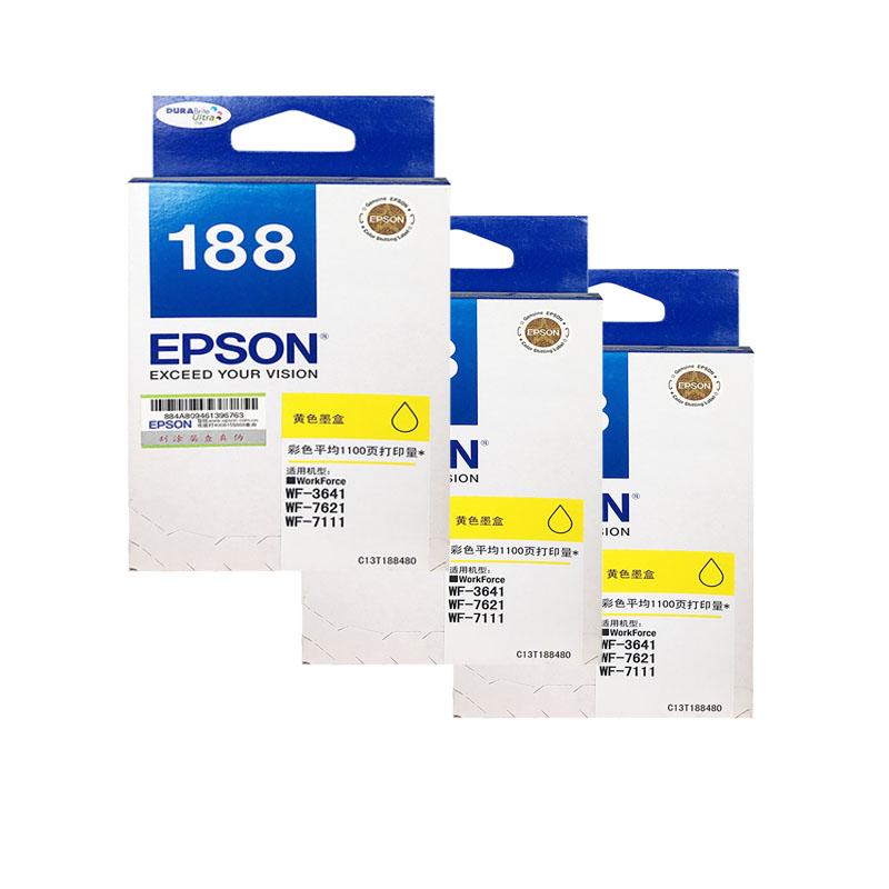 爱普生（EPSON）T1884 黄色墨盒 1100页打印量 适用机型：WF-7621/WF-7111/WF-364 单支装