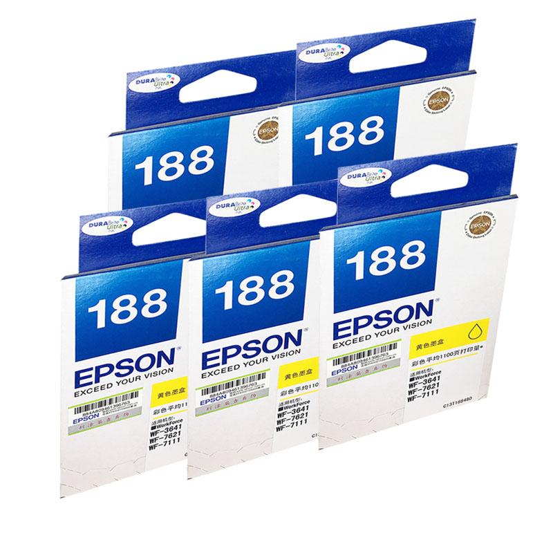 爱普生（EPSON）T1884 黄色墨盒 1100页打印量 适用机型：WF-7621/WF-7111/WF-364 单支装