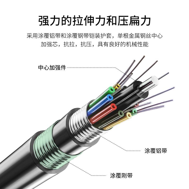博扬 BOYANG BY-GYTA53-12B1.3 12芯单模室外光缆 GYTA53层绞式直埋网线光纤线 100米