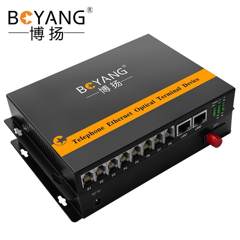 博扬（BOYANG）数字电话光端机8路电话+2路百兆网络 8路对讲语音+2路物理隔离以太网光纤传输 FC口 BY-8P2EV