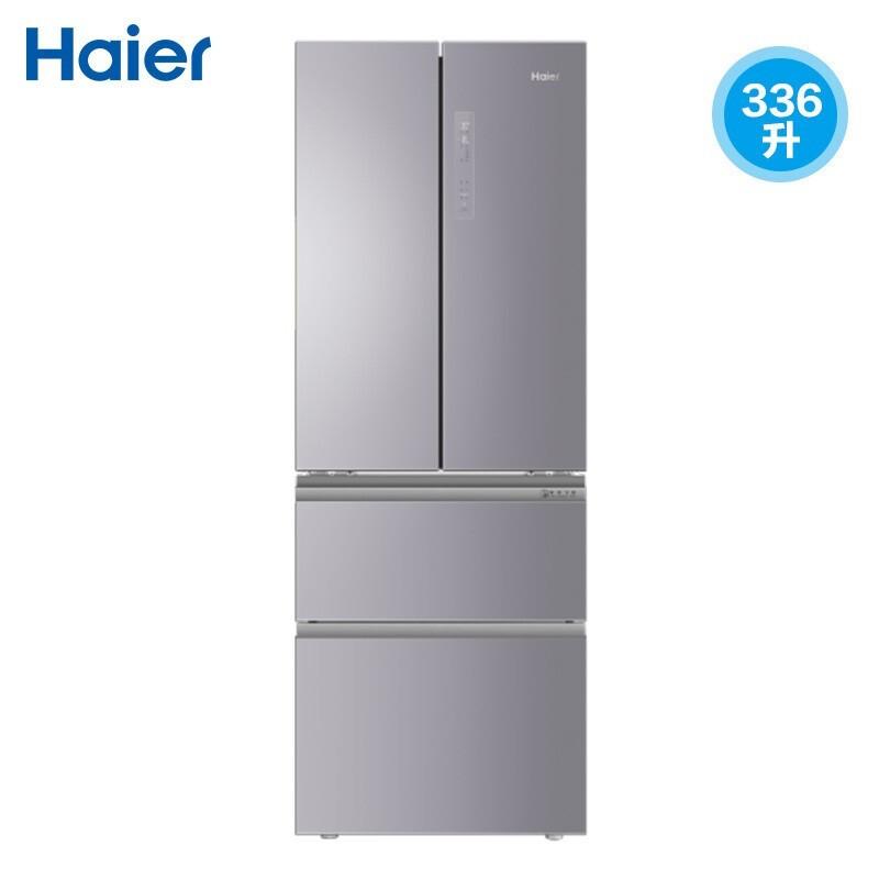 海尔（Haier）冰箱法式多门大容量 变频一级能效 电脑温控多温区无霜保鲜母婴珍品净味保鲜 336升玻璃面板 BCD-336WBCM 霞光紫 