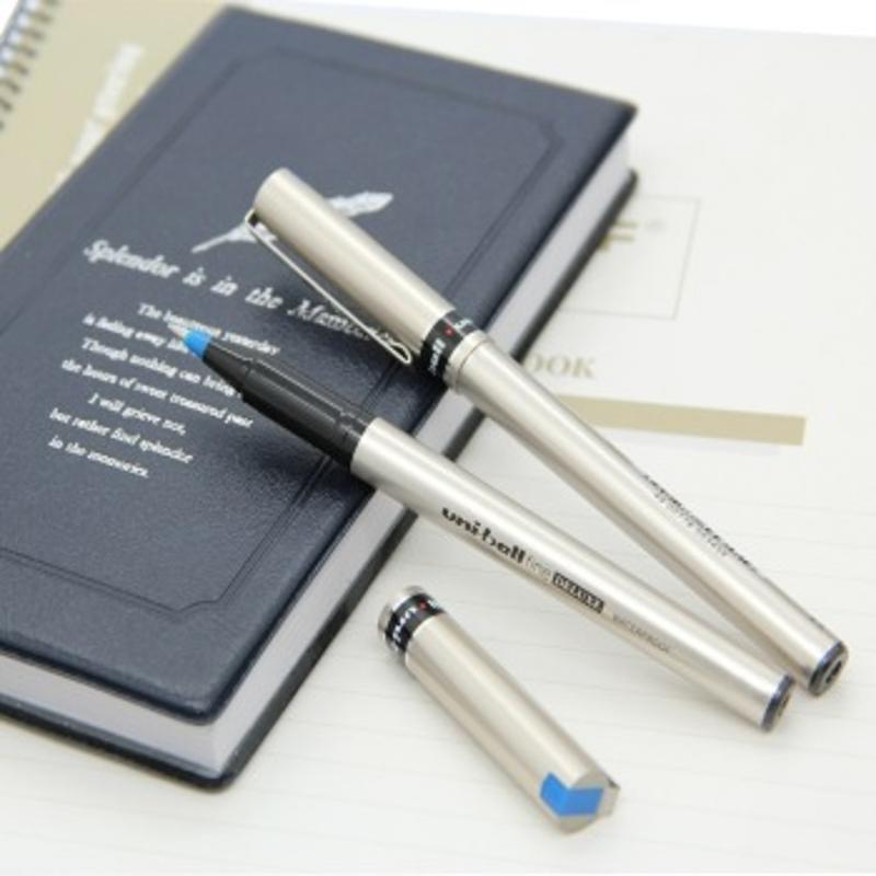 三菱uni ub-177 金属色外壳签字笔 耐水性 走珠笔 蓝色 0.7mm 12支装