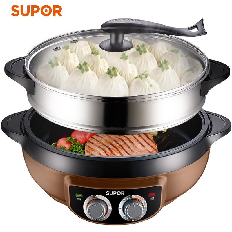 苏泊尔(supor)多用途锅电蒸锅多功能家用6l电火锅34cm直径电煮锅电热